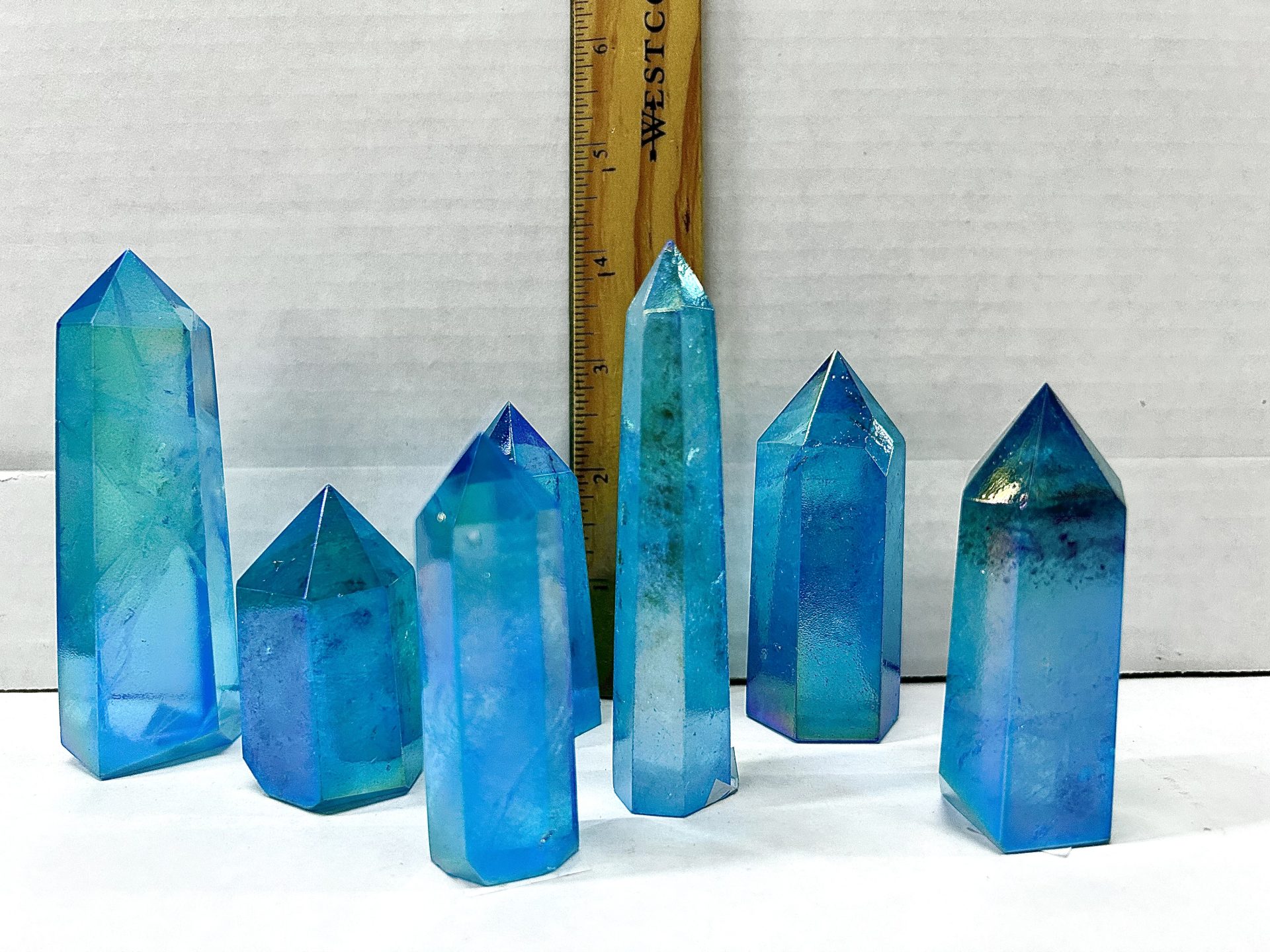 quartz aura blue plated points