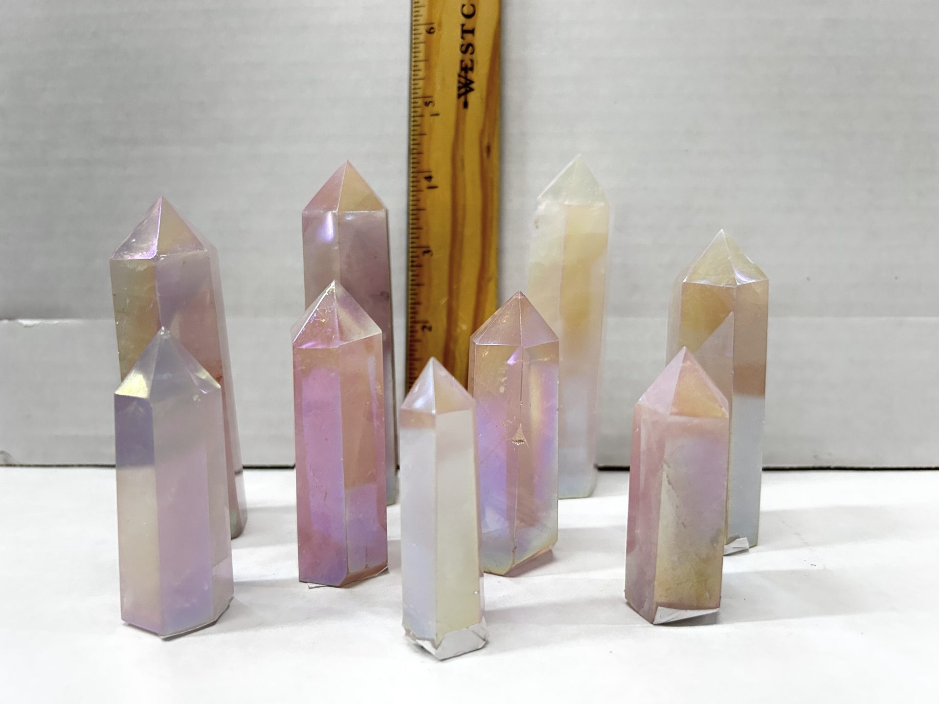 rose quartz aura plated points