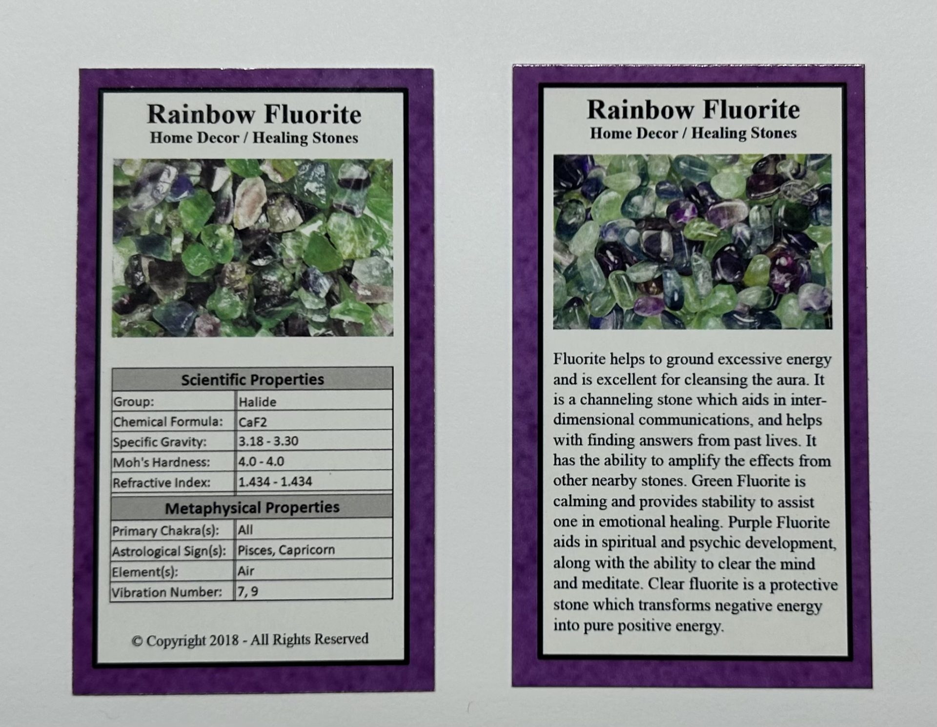 stone card rainbow fluorite