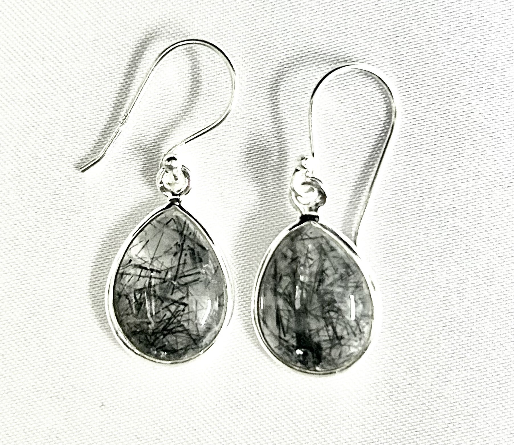 sterling earring black rutile