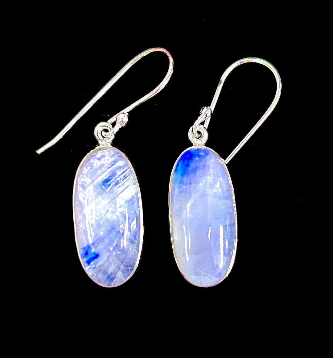 sterling earring rainbow moonstone