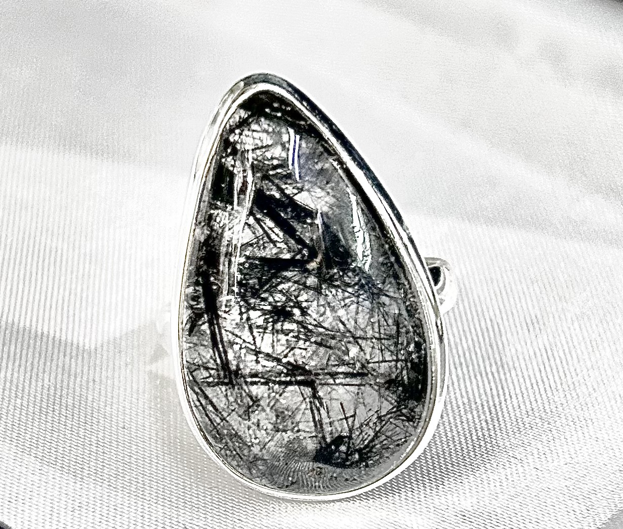 sterling ring black rutile