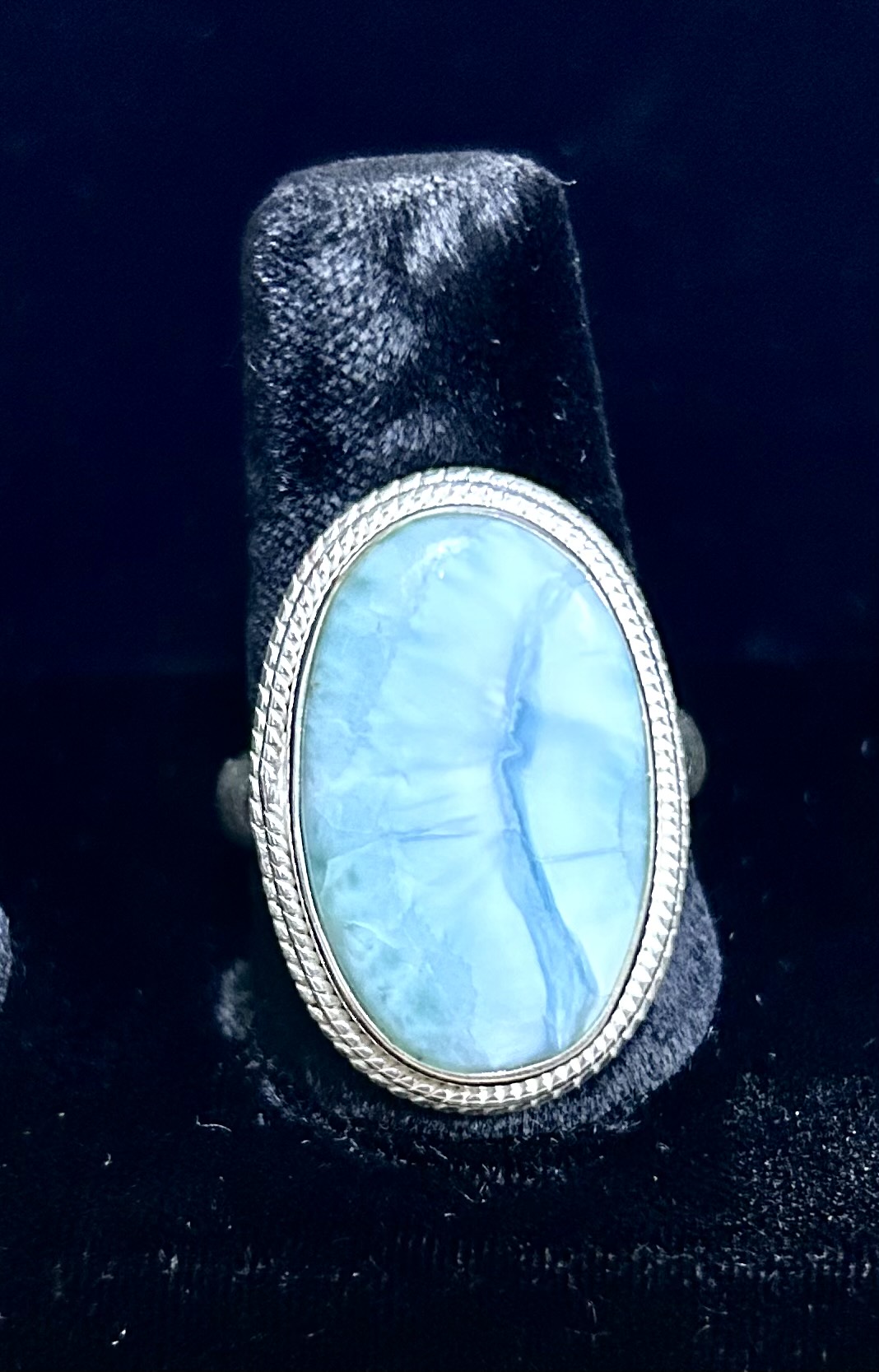 sterling ring larimar