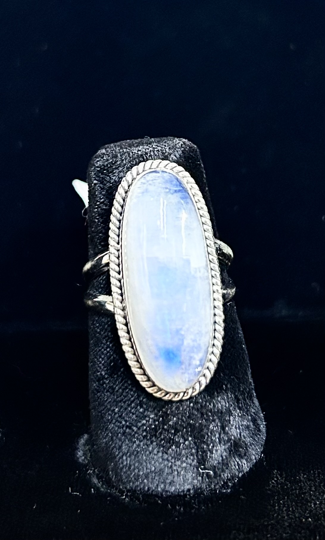 sterling ring rainbow moonstone