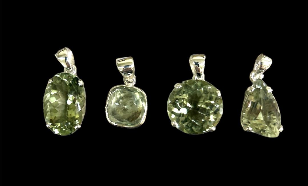 green amethyst faceted pendant