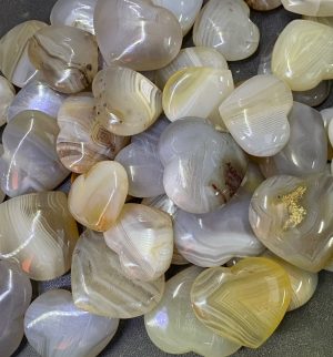 MADAGASCAR SMALL STONE HEART 2NDS- AGATE BANDED