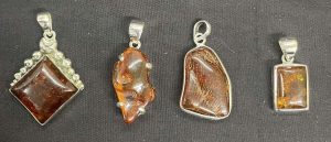Sterling Silver Amber Pendants