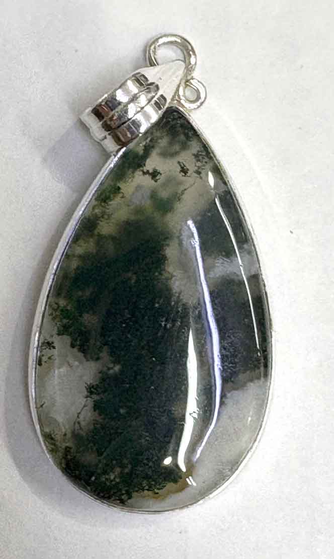 sterling pendant moss agate
