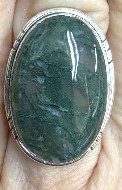 sterling ring moss agate