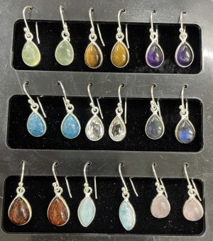 Sterling Silver Dangle Earrings-Assorted Stones
