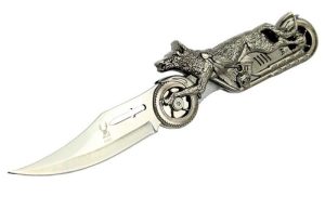 7.5" folding Knife Wolf with Motorcycle
